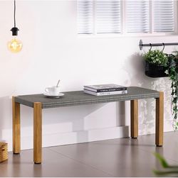 Outdoor Two-Person Patio Bench for All Weather - Garden Bench With Breathable Textile Fabric, Never Rot and Fade Backless Design