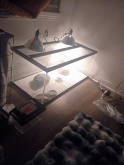 Glass Reptile Terrarium with Basking Lamps