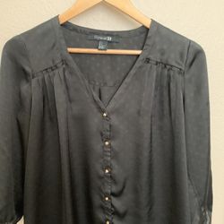 Black Silk Blouse W/gold Buttons
