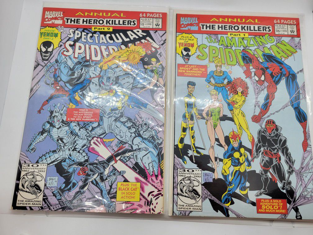 Marvel Comics The Amazing Spiderman 26 Annual Hero Killers Part 1 Spectacular Spiderman 12 Annual The Hero Killers Part 2 Venom 1 2