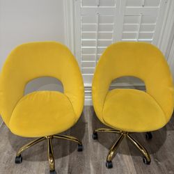 2 Yellow Office Chairs