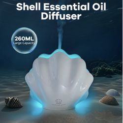 Essential Oil Diffuser 260ML, Shell Aroma Diffuser with Remote Control, 7 Colors LED Night Light for Bedroom Home Relaxation, Valentines Day Gifts
