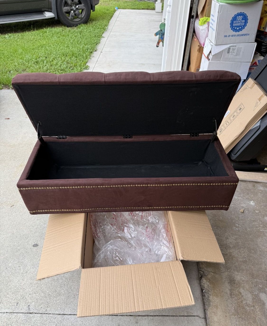 40 Inch Chocolate Brown Storage Ottoman