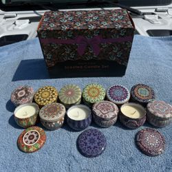 🎁 Brand New 12-Piece Scented Candle Gift Set – Beautiful Tins & Unique Scents!