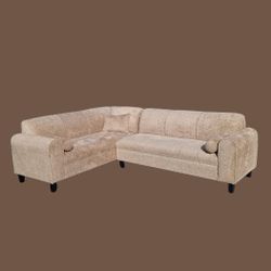 BRAND NEW 7X9FT SECTIONAL, CAUTTLE  CARAMEL FABRIC COLOR. 