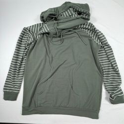 7th Ray 2XL Green Striped Sleeve Hoodie Sweatshirt