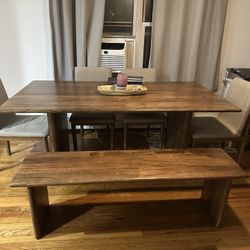 Ashley Furniture Isanti 6-Piece Solid Mango Wood Dining Set (Table, 4 Chairs & Bench) 