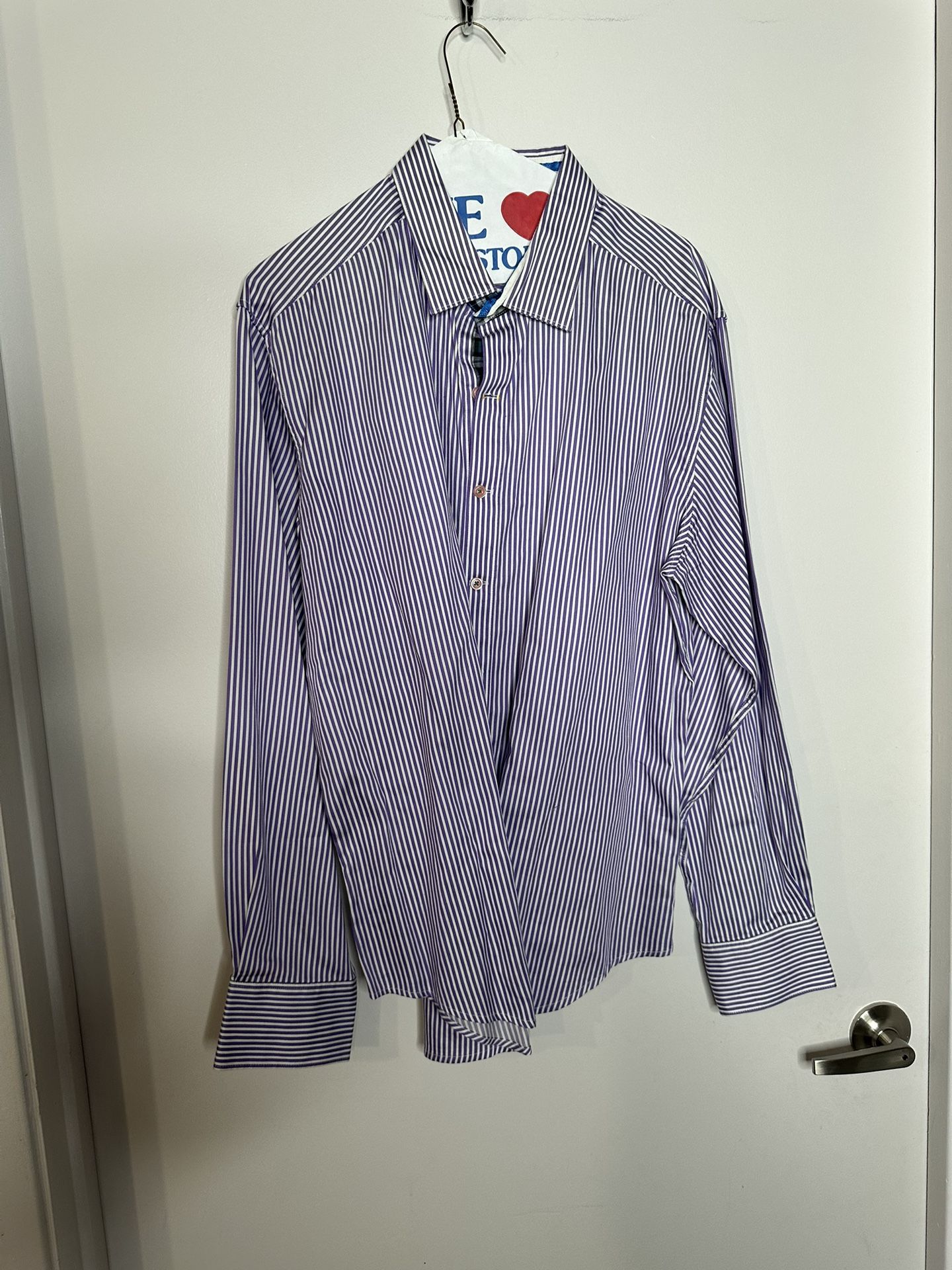 Robert Graham Men’s Extra Large Purple Long Sleeve Classic Fit Dress Shirt (95%cotton/5%Spandex) 