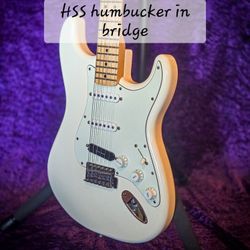 CLOSING PRICE FENDER HSS Stratocaster Strat White On White Jimi Hendrix Style Electric Guitar 6 String