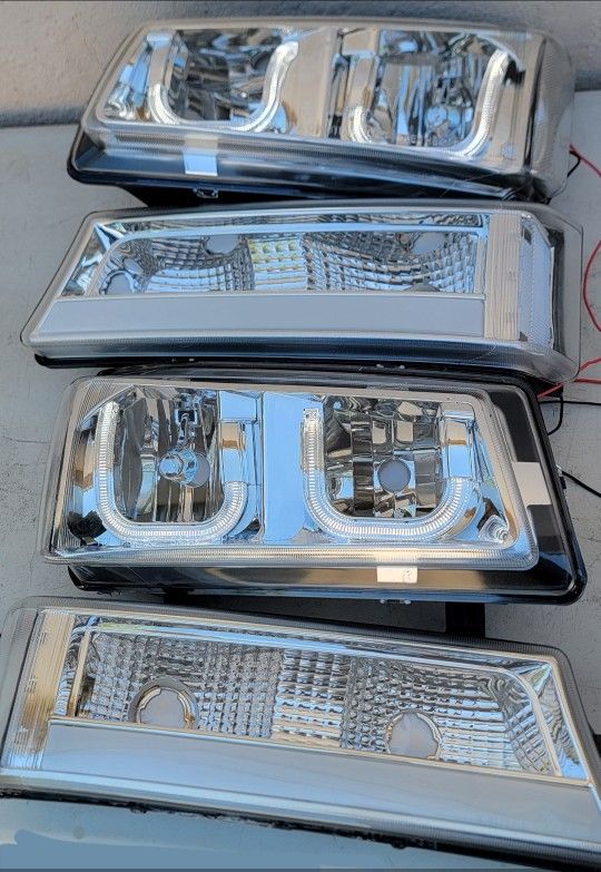 03-06 Chevrolet Silverado Avalanche LED DRL Headlights Luces Micas Calaveras Faros Faroles Focos Chevy Headlamps