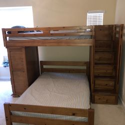 Light Brown Wood Bunk Beds
