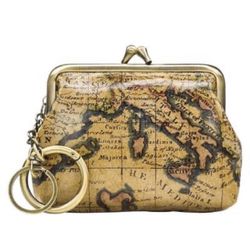 PATRICIA NASH NWT Borse Kiss Lock Coin Purse *European Map