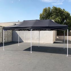 $185 (New) Heavy-duty 10x20 ft outdoor ez pop up canopy party tent instant shades w/ carry bag (black, red)