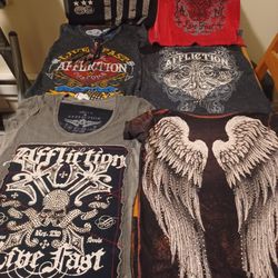 Affliction Lot Women's Small Vintage Shirts 
