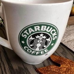Starbucks Coffee Mug Classic White 2007 Retired Siren Mermaid Logo 15.3 oz Cup