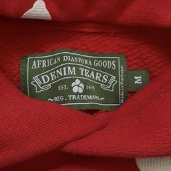 RED DENIM TEAR HOODIE