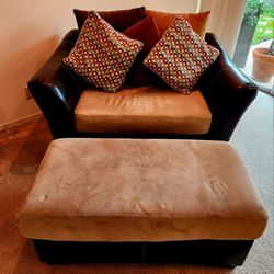 Loveseat Sofa w/ Ottoman and pillows