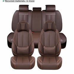 Coverado Brown Leather Car Seat Covers Full Set
