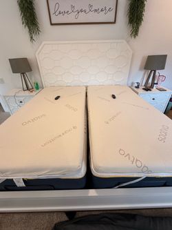 Superior Sleep Split King Adjustable Mattress/Base & Saatva Toppers