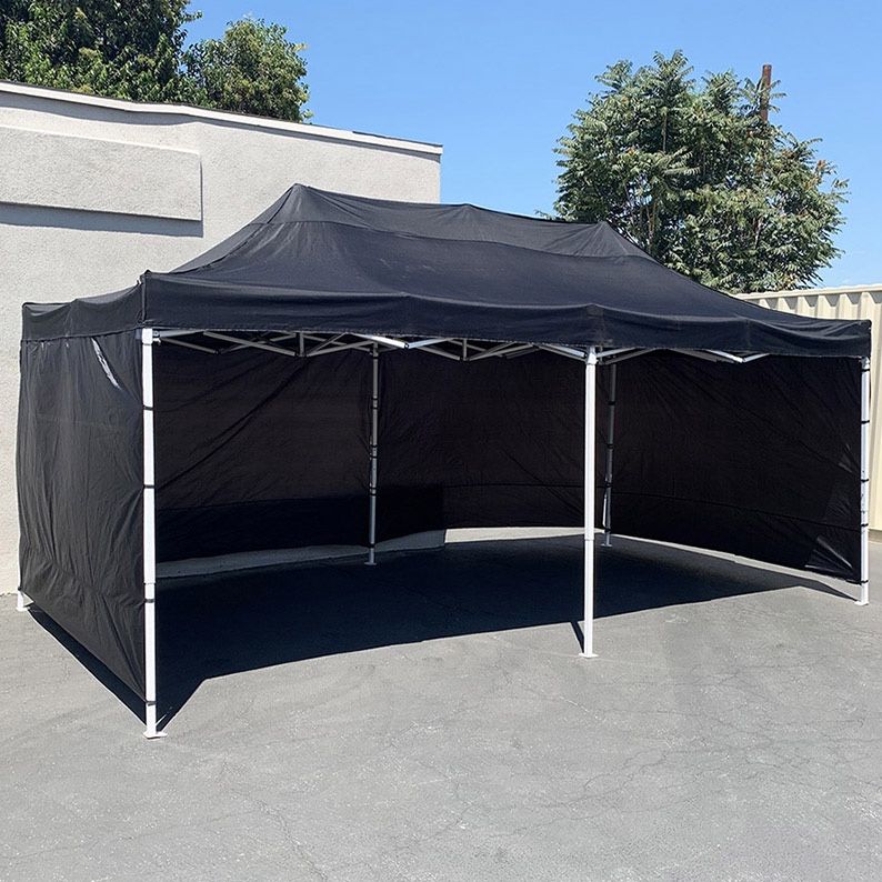 BRAND NEW $225 Heavy-Duty 10x20 ft Canopy w/ 4 Sidewalls, Outdoor Patio Pop Up Tent Gazebo with Carry Bag, Black