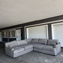 Gray Cindy Crawford Sectional Couch Sofa