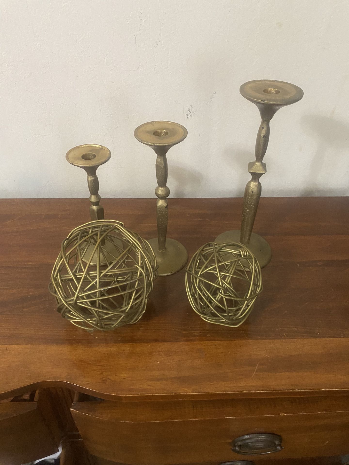 Brass Gold Candles And Decor Set