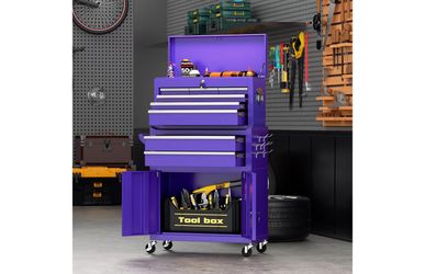 8-Drawer Rolling Tool Chest with Lock, Detachable Tool Cabinet Cart with Wheels, High-Capacity Mechanic Tool Organizer for Garage Workshop Warehouse S