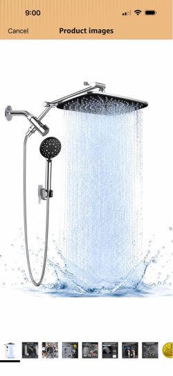 Veken 11.8" High Pressure Shower Head with Handheld, Metal Core Fittings Handheld Shower Heads with Multi Spray Modes, Rainfall Combo, Detachable Dual