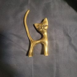 Vintage Brass Kitty Ring Holder