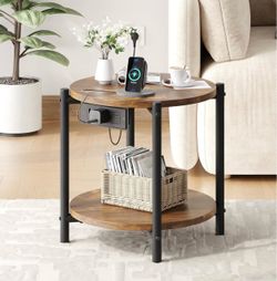 LIKIMIO 2-Tier Round End Table （15.8“） Color brown   Brand new in box - Assembly is required  cash only  Pickup only (Anaheim)