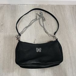 Black And Silver Butterfly Purse Handbag Clutch