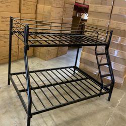 Twin Bed, Full Bed, Twin Full Bunkbed, Twin Full Bunk Bed, Black 