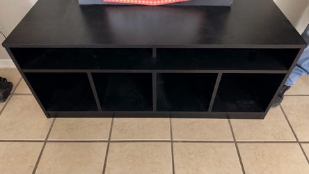 Black TV Stand with Open Shelves