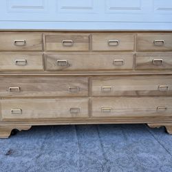 Vintage Solid Birch 11 Drawer Dresser 
