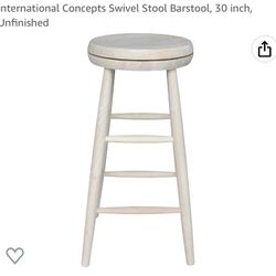 International Concepts 30” Unfinished Swivel Barstool 