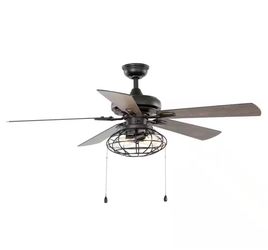Ellard 52 in. LED Indoor Matte Black Ceiling Fan with Light