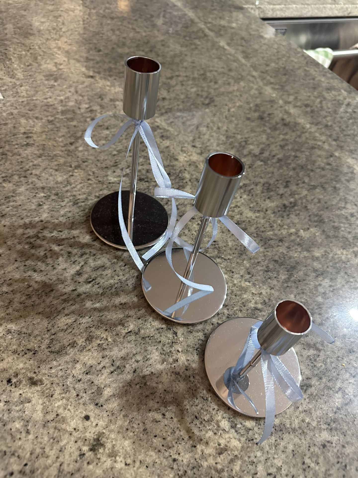 60 Silver Candlestick Holders (3 Heights)