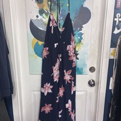 Long Blue Floral Dress 