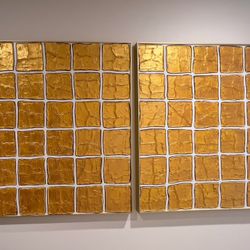 Set of Two Gold Hand Paintings Or Sold Individually 