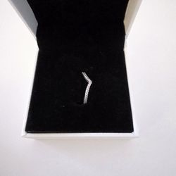 Pandora Jewelry Wish Bone Ring And Sparkling Hearts Ring Band