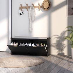 Shoe Storage Bench with Padded Seat
