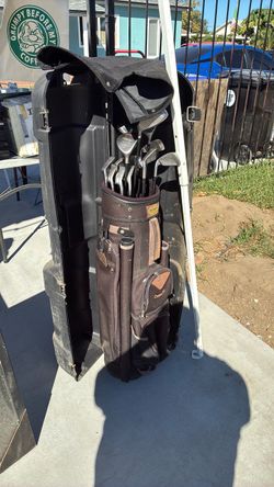 Golf Bag with Clubs and Travel Case