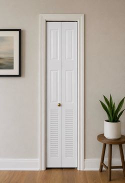 18” ￼W x 80”T, Metal Bifold Closet Door w/ Plantation-Style Louvers