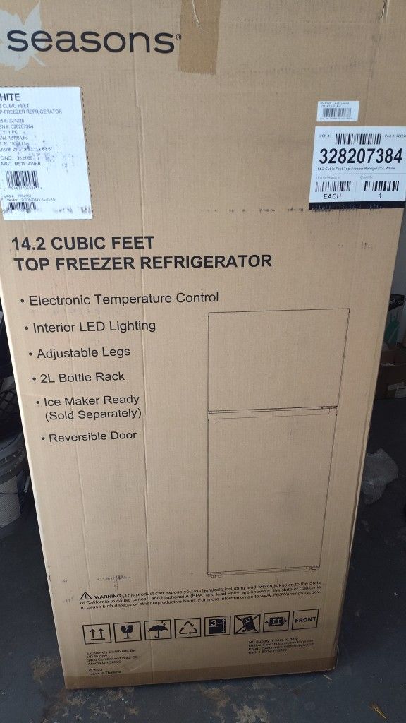 Brand New In Box (White ) 14.2 Cubic Refrigerator