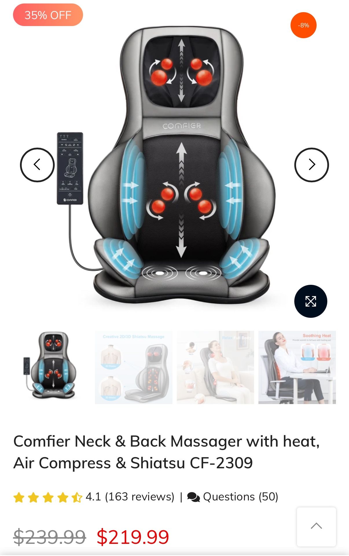Comfier Neck And Back Massager W/ Heat 2309
