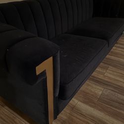 BLACK SOFA AND LOVE SEAT 