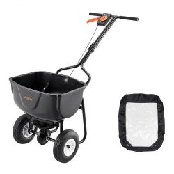 Walk Behind Spreader, 60LBS Capacity, Push Spreader with Hopper Grate