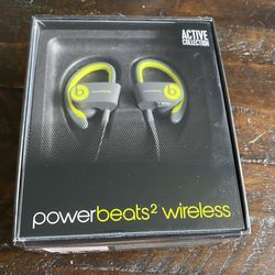 Beats by Dr. Dre Powerbeats 2 Wireless Bluetooth Headphones with Microphone - Shock Yellow (NIB)