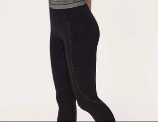 Lululemon Cropped Leggings Black Capri Extra Mile Reflective Dots Size 4 New