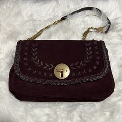 Authentic See By Chloe Crossbody Bag (Suede, Burgundy)